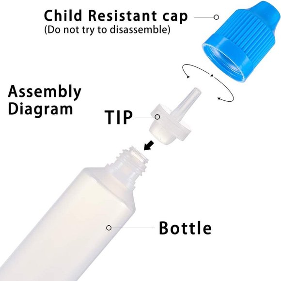 New Reusable 60ml Red Cap Clear Plastic Squeeze Dropper Bottles Pack of 10 - Picture 2 of 3